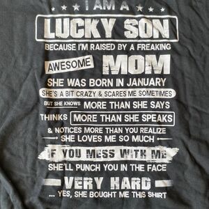 Lucky Son with Awesome Mom Hoodie Black 3XL